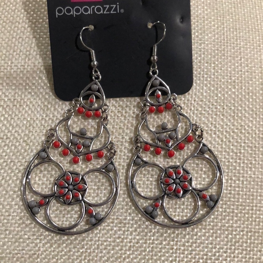 Paparazzi Garden Melody Red Earrings NEW RELEASE. New with tags